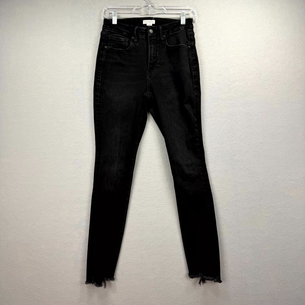 Good American Skinny Jeans Womens 6/28 Fits 26x28* Black Denim Pants Raw Hem